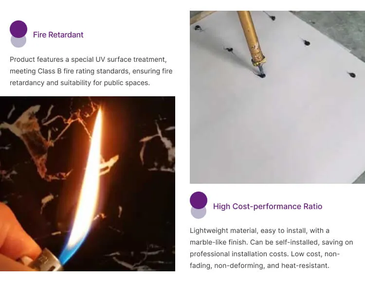 the feature of pvc marble sheet fireproof